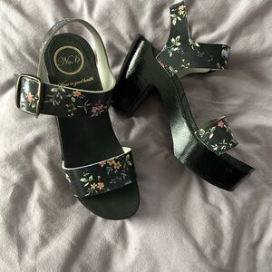 No. 6 Black Floral Platform Heels